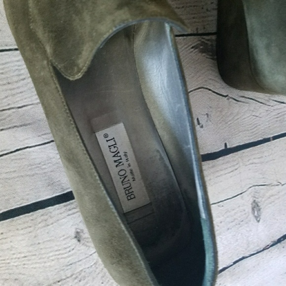 Bruno Magli Italian Green Suede Loafers Sz 7 AA - Picture 6 of 8